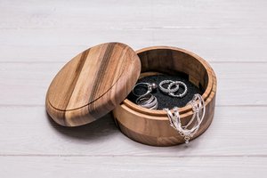 Modern Round Wooden Jewelry Organizer Box Glass Window Ring Display <b>Storage</b> Case Multi Slot Velvet Lined Jewelry Organizer Box - Product Image 4