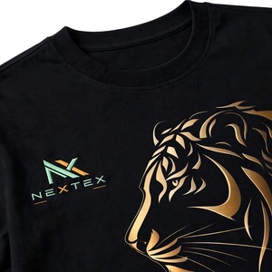 T-shirt personnalisé en or avec motif tribal lion, broderie logo, col rond, streetwear premium, vente en gros usine OEM - Product Image 5