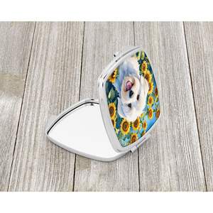 Coton De Tulear Sunflowers Folding Handheld Compact <b>Mirror</b> Travel Makeup <b>Mirror</b> for Women and Girls <b>Pocket</b> Decorative Gift - Product Image 2