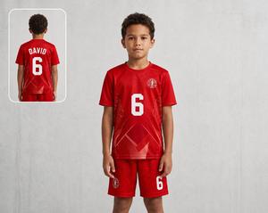 Ensemble de maillots de football pour garçons, uniforme de football personnalisé sublimé, tissu respirant, manches courtes, coupe athlétique, numéros d'équipe imprimés - Product Image 6