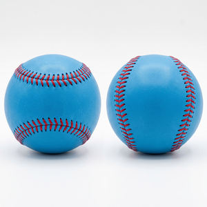 KATBROS INDUSTRIES Blue <b>Baseball</b> Training <b>Ball</b> with Red Stitching Durable Leather 9 Inch Classic Right-Handed for Practice - Product Image 1