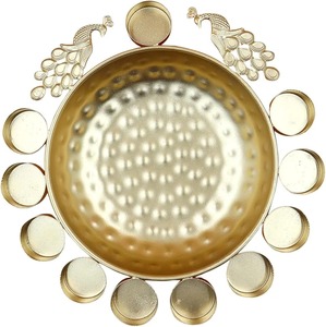 Elegant Metal Urli Bowl Traditional <b>Craft</b> Floating Flower Diya Decorative Centerpiece for Temple Home Decor - Product Image 1