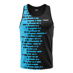 Débardeur de course à séchage rapide, respirant, extensible dans les quatre sens, à rayures dégradées bleu-noir, imprimé sur mesure, pour marathon - Product Image 4