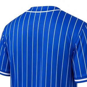 T-shirt de baseball bleu roi pour homme Phi Beta Sigma, broderie de lettres grecques à rayures fines blanches, boutons sur le devant, manches courtes - Product Image 6