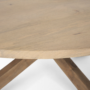 Premium Solid Mango Wooden Light Brown Finish Round Shape With Durable Cross <b>Legged</b> Home Living Room Center Sofa <b>Coffee</b> <b>Table</b> - Product Image 5