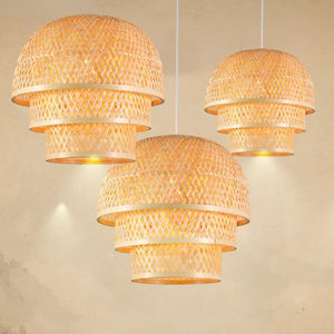 Lámpara Colgante de Bambú Diseñada como Pantalla de Bambú Tejida a Mano Sin Fuente de Luz Incluida - Product Image 3