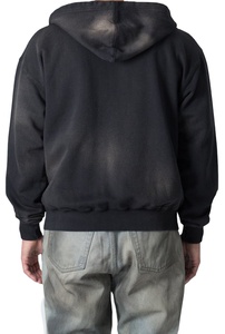 เสื้อฮู้ดผู้ชายแบบมีซิปเต็มตัว สีดำล้วน ผ้าฟลีซ รับผลิตตามแบบ (OEM/ODM) สำหรับฤดูใบไม้ร่วงและฤดูหนาว ขายส่งเสื้อฮู้ดผู้ชายสีพื้นแบบมีซิป - Product Image 5