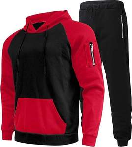 Ensemble sweat à capuche et pantalon de survêtement noir pour homme, couleur unie, manches longues, pantalon à cordon de serrage avec poches latérales, tenue d'automne - Product Image 2