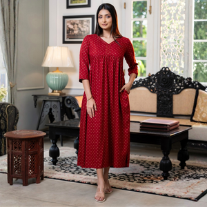 Elegante Vestido Midi de Rayón con Cuello en V y Silueta Fluida - Product Image 1