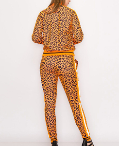 Conjunto Deportivo de Dos Piezas para Mujer, Estilo Urbano, de Lujo, Alta Calidad, 100% Algodón, Felpa Técnica, Estampado de Leopardo, con Cierre de Cremallera, Corte Regular - Product Image 5