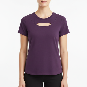 T-shirt décontracté pour femme 180 GSM en polycoton extensible à col rond, impression personnalisée OEM, vente en gros - Product Image 1
