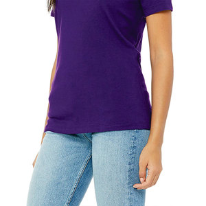 Camiseta de Cuello en V para Mujer, Directo de Fábrica, Ligera, de Algodón Jersey, Corte Ajustado, Informal, Personalizable con Marca, OEM, Venta al Por Mayor - Product Image 5