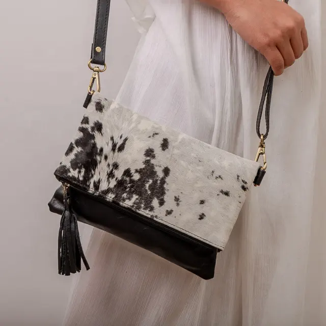 Fashion Genuine Cow Hair On Hide Fur Leather Shoulder Cross Body Latest Style Online Leather Bag's Handmade By Venus Textile