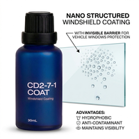 Recubrimiento Nano Repelente al Agua para Parabrisas CD2-7-1 |   Cerámica Hidrofóbica para Vidrio |   Antivaho 9H |   20000 Ciclos |   Hecho en Taiwán 30ml