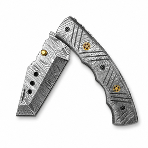 Couteau de poche multifonctionnel Burraq personnalisé en acier Damas, pointe clip, 8 pouces, avec étui en cuir, cadeau d'anniversaire pour les activités de plein air - Product Image 2
