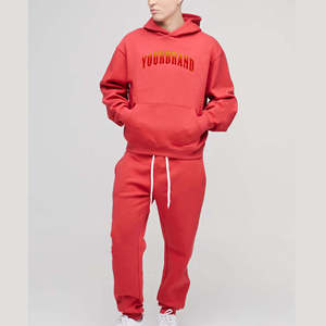 Conjunto Deportivo de Invierno, 100% Algodón, Corte Holgado, Estilo Urbano, Sudadera con Hombros Caídos y Pantalones Deportivos con Estampado DTG Personalizado - Product Image 1