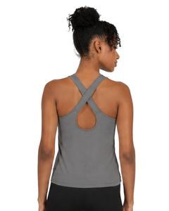 Ensemble de sport et fitness pour femme : débardeur de yoga gris anthracite personnalisé et short cycliste noir, coupe ajustée, pour la gym et l'entraînement - Product Image 2