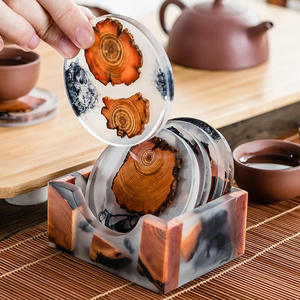 Creative High Quality Eco-Friendly Resin Wood Coasters Classic Style Housewarming Gift for New House Apartment <b>Bar</b> Coasters - Product Image 6