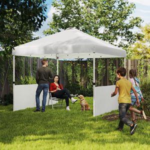 Tenda a Baldacchino Pop-up Bianca 3x3 Metri con 2 Pareti Laterali e Borsa con Ruote, Riparo Solare Istantaneo con Protezione UV50+ - Product Image 2