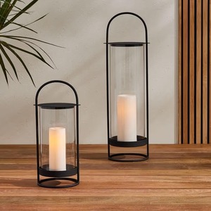 Lanternes à bougies modernes en bois et verre, parfaites pour la décoration d'angle de salon et la mise en valeur sur table, fabriquées à la main en Inde. - Product Image 4