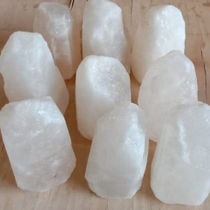 Premium Himalayan white salt lamp with polished natural <b>crystal</b> and wooden base offers elegant décor and warm ambient lighting - Product Image 6