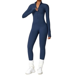 ชุดวอร์มเล่นกีฬาผ้าสแปนเด็กซ์/ไนลอนสำหรับผู้หญิงจั๊มสูทมีซิปแขนยาวชุดเล่นฟิตเนสชุดกีฬาในยิม - Product Image 1