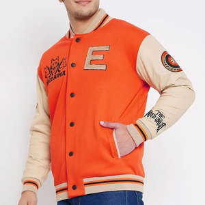 เสื้อแจ็คเก็ตวาร์ซิตี้สีกรมท่าสำหรับผู้ชาย ยี่ห้อ Econex ปักตัวอักษร G ปกคอพับ ติดกระดุมแถวเดียว สไตล์เพรปปี้ ทรงปกติ ใส่ได้ในฤดูหนาว - Product Image 3