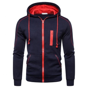 Sweat à capuche d'athlétisme brodé personnalisé pour la course à pied gris blanc uni pour homme, vêtements de sport, Sweat-shirt pour homme, zip-u - Product Image 3