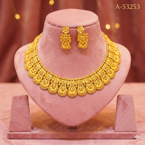 Indian Wedding Gold Plated Zinc Alloy Lab Created Zircon Jewelry Set Trendy Torques Link <b>Choker</b> Dangle Earrings Bracelet A-53254 - Product Image 2