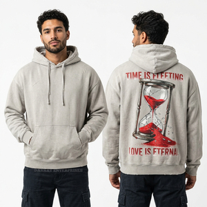 Sweat à capuche minimaliste pour homme, broderie tonale personnalisée, coton biologique 400 GSM, pull-over de luxe streetwear, fabricant de qualité - Product Image 4