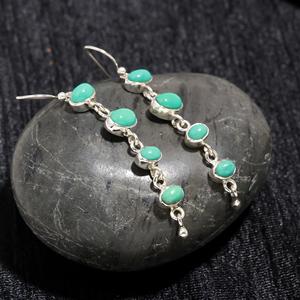 Best Price Turquoise Gemstone Sterling <b>Silver</b> Dangle Drop <b>Earrings</b> 925 <b>Solid</b> Sterling <b>Silver</b> Wedding Gift Jewelry for Women - Product Image 1