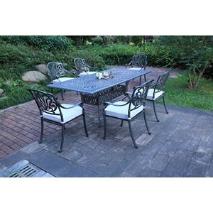 <b>Rectangular</b> 6-Person 84.25\" Long Dining Garden Set with <b>Cushions</b> - Product Image 1