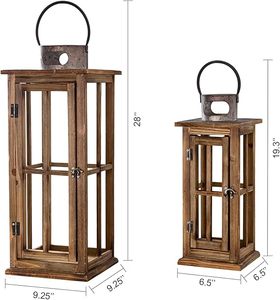 Rustic Wooden Candle <b>Lantern</b> <b>Set</b> of 2 Vintage Arched <b>Lanterns</b> with Thermal Transfer Printed String Lights for Wedding Home Decor - Product Image 3