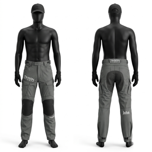 Premium 280 GSM Polyester Spandex <b>Paint</b> Ball Pant Gray Black Knee Panels Embroidery Print Custom Logo - Product Image 1