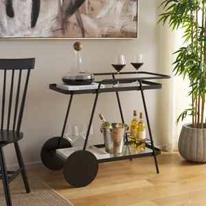 Premium Handmade Eco-Friendly Metal Hotel <b>Trolley</b> Modern Rectangle Serving Cart <b>Four</b> <b>Wheels</b> for Restaurant Banquet Party - Product Image 6