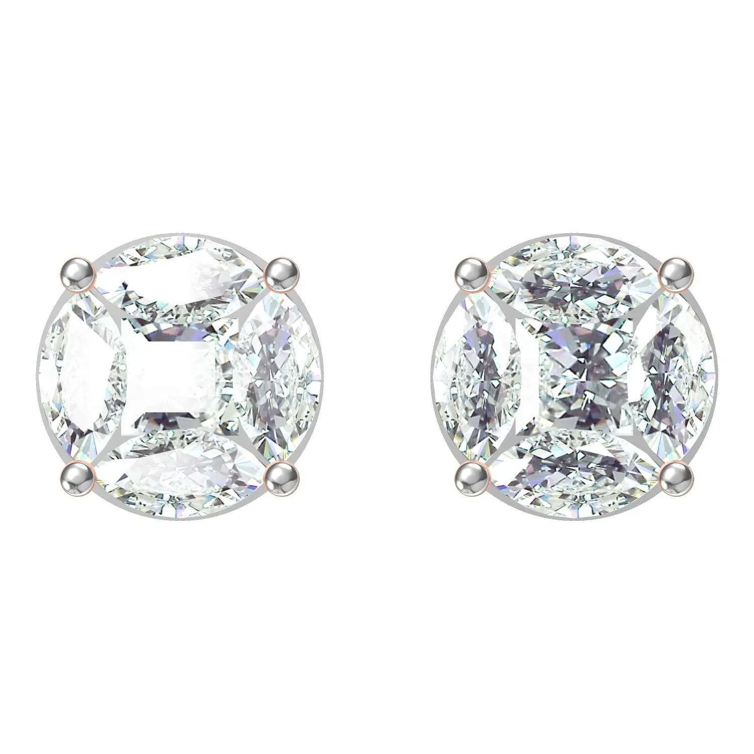 Fancy Natural Diamond Stud Earrings for Women and Girls Available in 10 kt and 18 kt at the best Factory Wholesale Rate