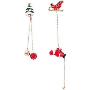 Orecchini a nappa con Babbo Natale e fiocchi di neve, asimmetrici, smaltati 3D, con albero di Natale rosso e verde, cappelli e calze, gioielli chic, culturali e da collezione - Product Image 1