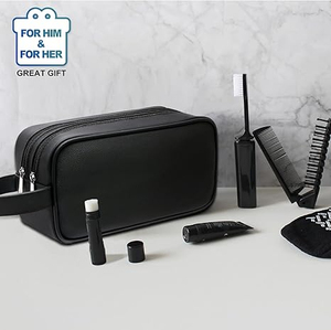 Top Sales Personalized Leather Men's Zipper Closure Small Wash Pouch Cosmetic for Bag - Product Image 6