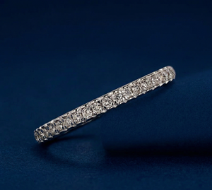 14K Gold Women's Minimalist Eternity Lab Grown Diamond <b>Ring</b> Brilliant 0.18CT Stackable Band Rhodium Plated 2.50g VVS1-VVS2 - Product Image 2
