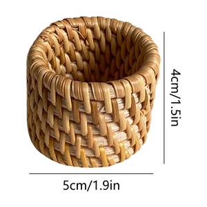 Lot de porte-serviettes en rotin naturel tressé faits à la main, écologiques et réutilisables, accessoires de décoration de table pour mariage rustique et fête - Product Image 4