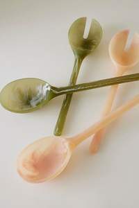 Cuillère à salade en résine époxy, best-seller, au meilleur prix. Ensemble de fourchettes et cuillères en résine pour servir les aliments, 100% fait main, finition polie. - Product Image 3