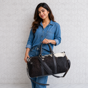 2026 Fashion New Hair On Hide Leather <b>Luggage</b> Travel Duffel Bag Multi Uses Handmade Large Capacity Cowhide Leather Unisex - Product Image 3