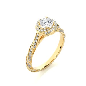 Anillo de Compromiso de Diamante Cultivado en Laboratorio para Mujer, Oro de 18k, Corte Brillante Redondo con Halo, Joyería Nupcial, 0.94 Quilates en Total, Clásico - Product Image 2