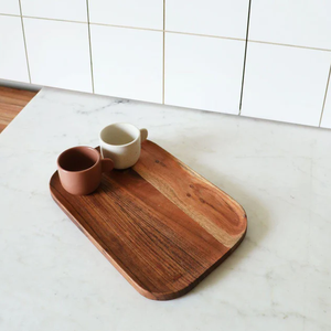 Plateau de service hexagonal en bois de luxe avec poignées en métal doré, plateau décoratif moderne en bois pour table basse ou ottoman - Product Image 3