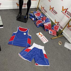 Conjunto de camiseta y pantalones cortos de Muay Thai, pantalones cortos de boxeo transpirables para hombres, mujeres y niños, uniforme de Sanda Wushu Kungfu, ropa de entrenamiento de artes marciales MMA - Product Image 1