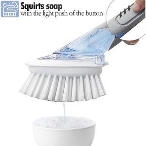 Set di 2 Spazzole per Piatti con Dispenser di Sapone e Supporto, Kit per Pulizia e Lavaggio per Casa o Ufficio - Product Image 4