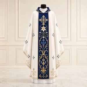 Cape brodée de haute qualité, sur mesure, style orthodoxe, forme rectangulaire, nouveau design, en feutre non tissé blanc, collection Venezia - Product Image 3
