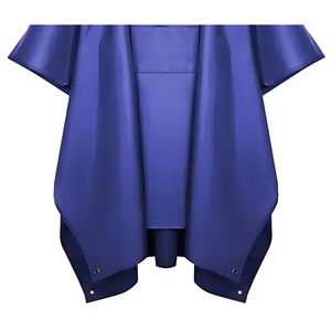 Veste de pluie réversible imperméable et coupe-vent en polyester vert enduit de PVC pour l'automne/hiver avec fermeture éclair et boutons - Product Image 5