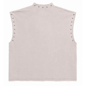 Débardeur Homme Personnalisé Style Punk avec Imprimé Graphique Ange Ailé, Décoration à Rivets, Col Rond, 100% Coton - Product Image 2