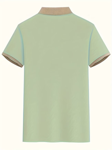 Custom Men's Mint Green Polo Shirt Short Sleeve Knitted Cotton Breathable Casual Style Front Logo Oem Service made in bangladesh - Product Image 2